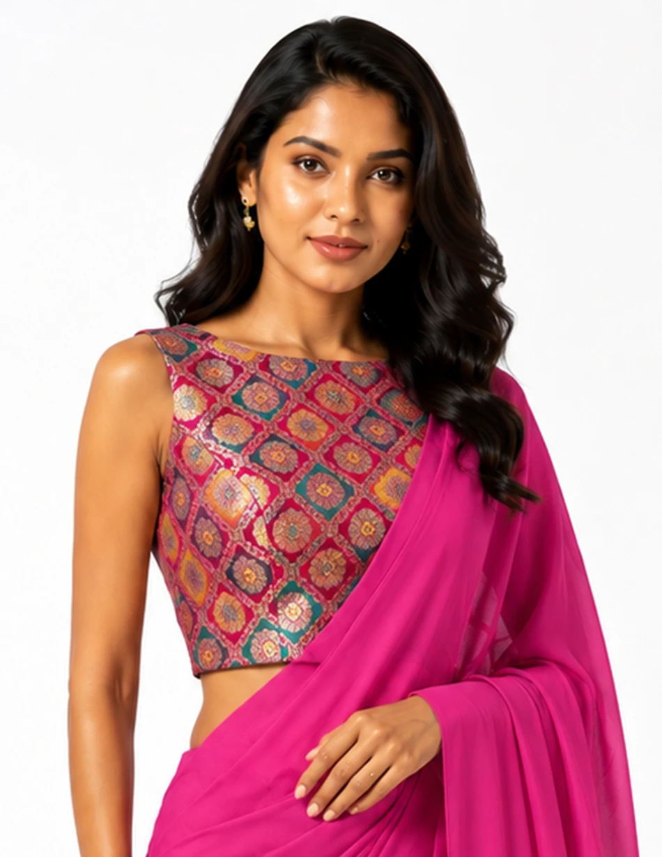 Elerra Orchid Royale Brocade Couture Saree Blouse